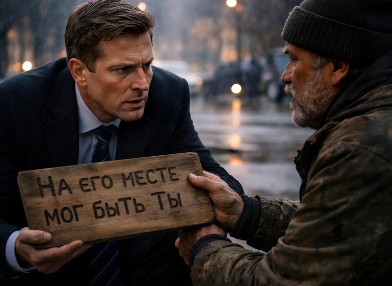 Богатый бизнесмен несколько месяцев подряд помогал бездомному мужчине возле своего офиса, пока однажды старик неожиданно не схватил его за руку и не сказал: «Ты всегда мне помогал, теперь моя очередь»