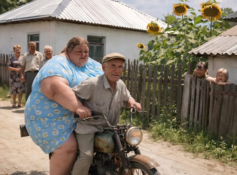 Все в деревне были в шоке, когда 70-летний старик на своём старом мотоцикле привёз домой женщину, которая была моложе его на сорок лет, и представил её всем как свою жену