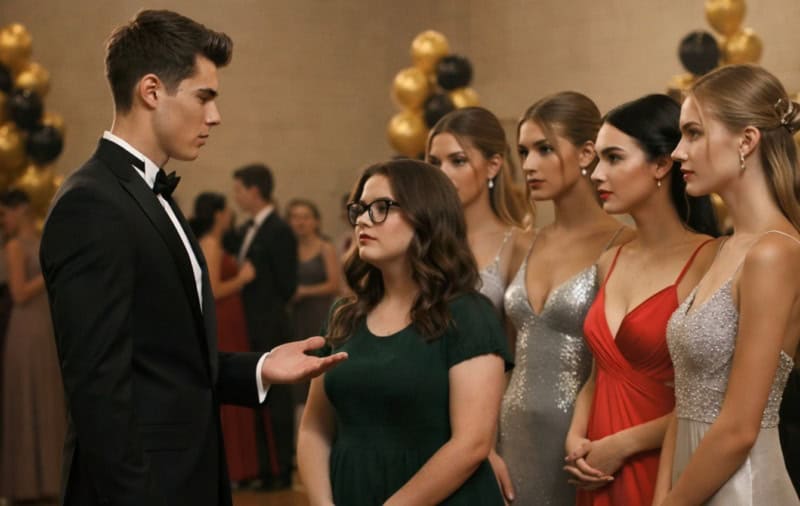 Школьный красавчик пригласил на медленный танец свою полную одноклассницу, надеясь посмеяться над ней, но как только они вышли в центр танцпола, весь зал замер в шоке от того, что произошло