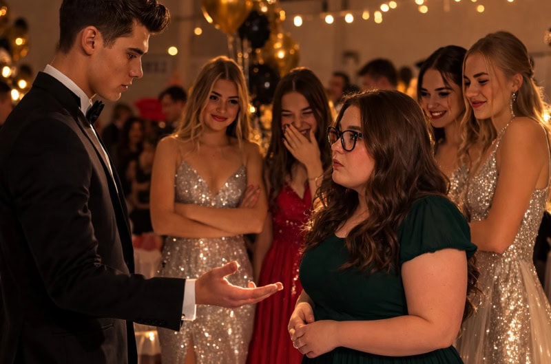 Школьный красавчик пригласил на медленный танец свою полную одноклассницу, надеясь посмеяться над ней, но как только они вышли в центр танцпола, весь зал замер в шоке от того, что произошло