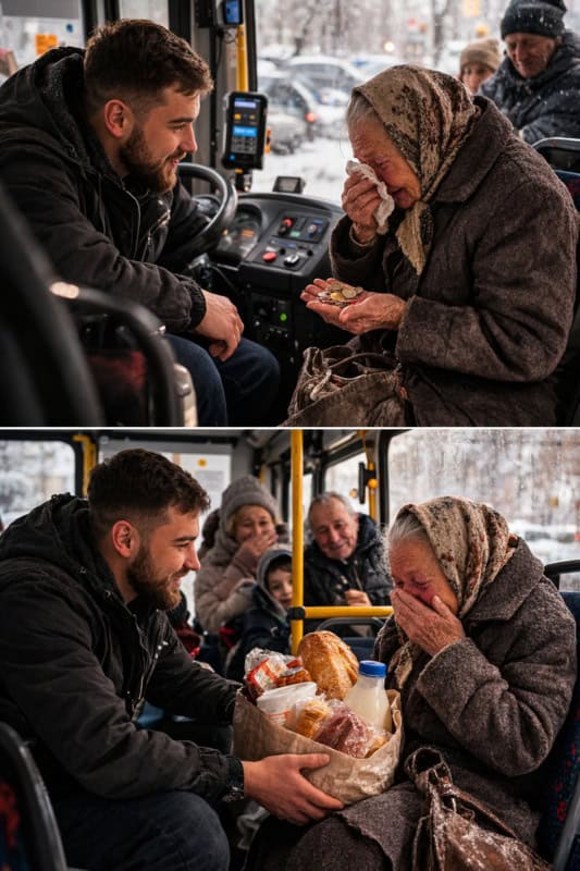 Бабушка в автобусе не смогла заплатить за проезд и попросила остановить транспорт, чтобы дальше пойти пешком; Но то, что сделал молодой водитель, повергло в шок весь автобус