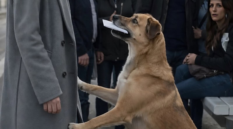 На остановке бродячая собака запрыгнула на молодую девушку и протянула ей белый конверт, который до этого держала в зубах: открыв его, девушка была в полном шоке от того, что оказалось внутри