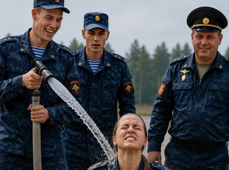 Молодую девушку поставили на колени посреди плаца и начали поливать ледяной водой на глазах у всей военной части, пока солдаты смеялись и снимали всё на телефоны… но никто даже не догадывался, кем она была на самом деле и что произойдёт уже этим вечером